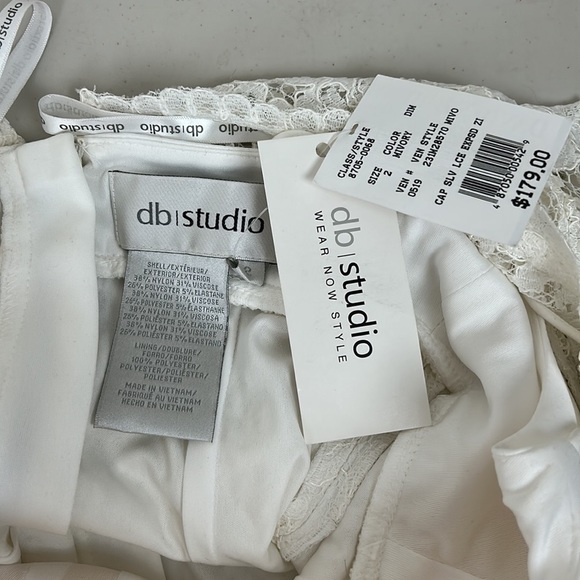 DB Studio (David’s Bridal) All Over Lace knee length dress cap sleeve in Ivory 2 - Picture 7 of 12